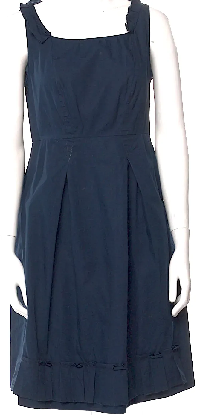 MIU MIU ITALY. Blue Pleated Accent Cotton 2006 Collection Dress